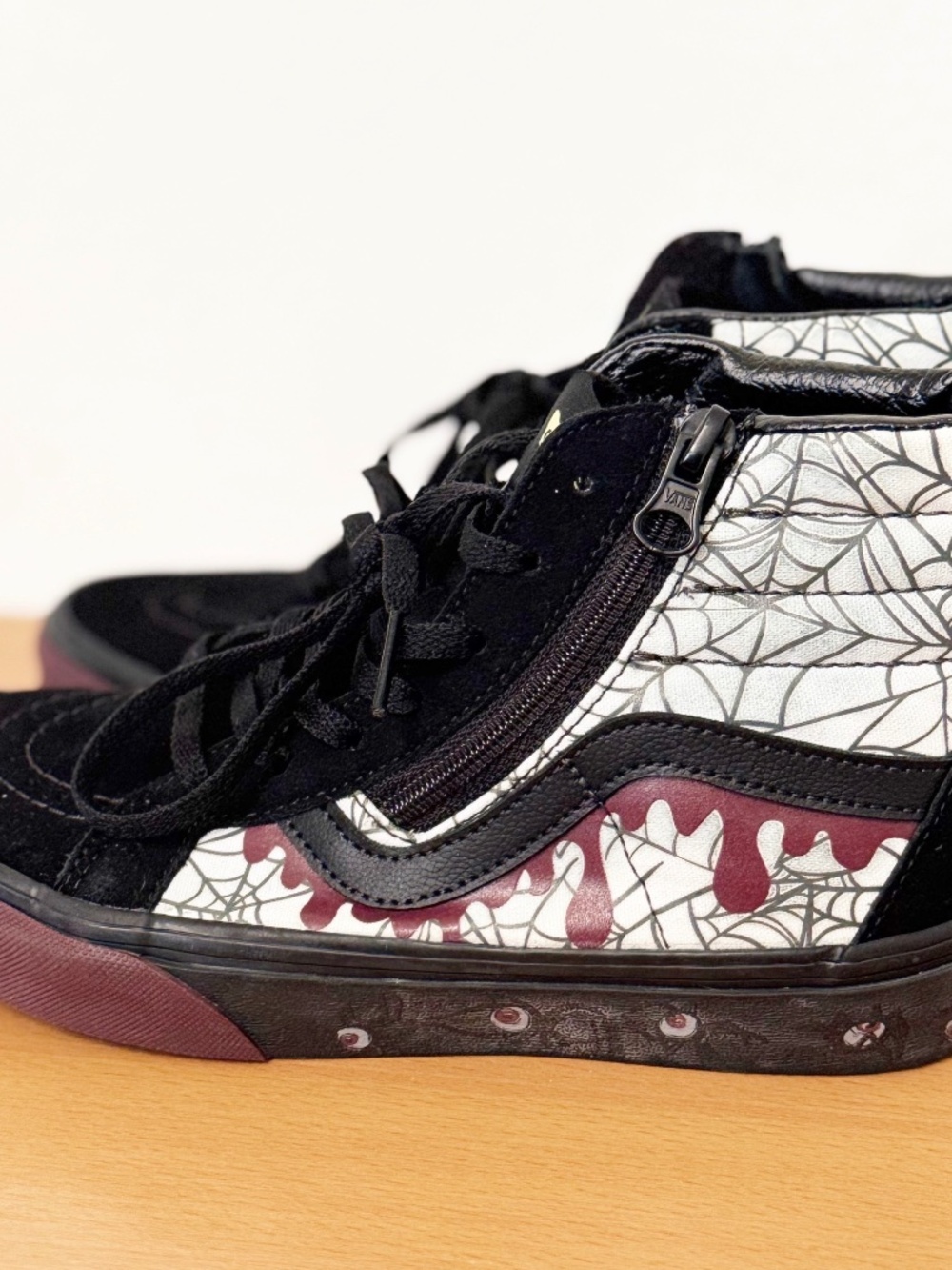 Vans Sk8-Hi Reissue Zip Glow In The Dark Spider Web Kids Shoes Sneakers Size 3